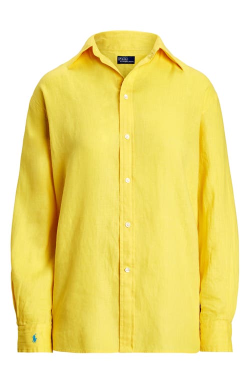Polo Ralph Lauren Oversize Linen Button-down Shirt In Sunfish Yellow