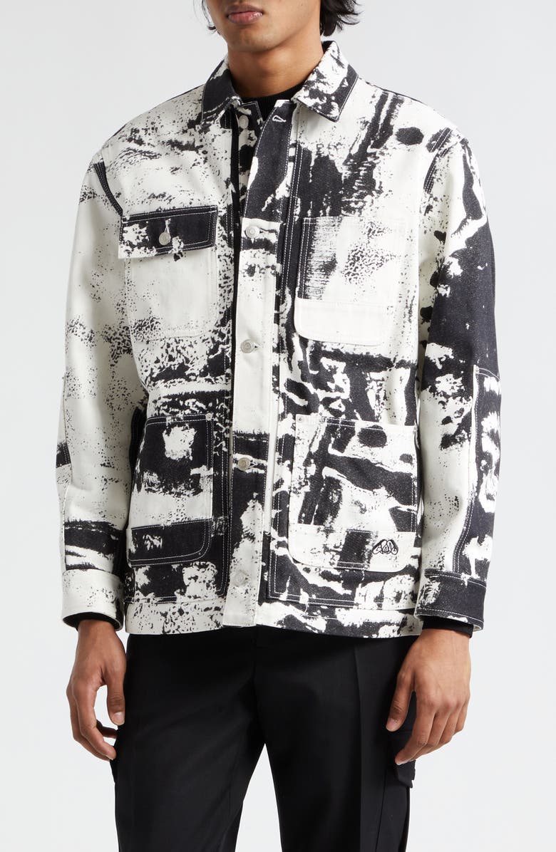 McQueen Fold Print Workwear Denim Chore Coat, Main, color,