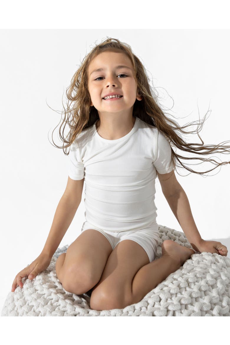 Milk White Kids 2-Piece Short Sleeve & Shorts Pajama Set, Alternate, color, Milk White