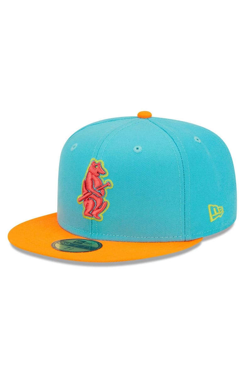 New Era Men's New Era Blue/Orange Chicago Cubs Vice Highlighter 59FIFTY Fitted Hat, Alternate, color, 