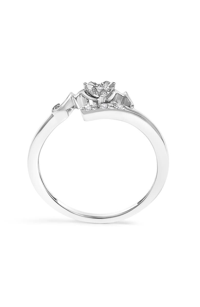 Haus of Brilliance Silver Diamond Accent "MOM" Heart Ring, Alternate, color, White