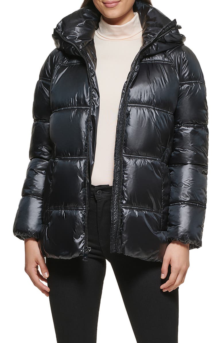 Kenneth Cole New York Box Quilted Puffer Jacket with Removable Hood, Main, color,