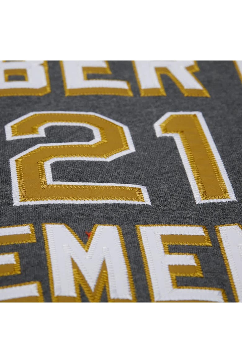 Men's Mitchell & Ness Roberto Clemente Heather Charcoal Pittsburgh Pirates Legends Collection Vintage Logo Name & Number Fleece Pullover Sweatshirt, Alternate, color, Heather Charcoal