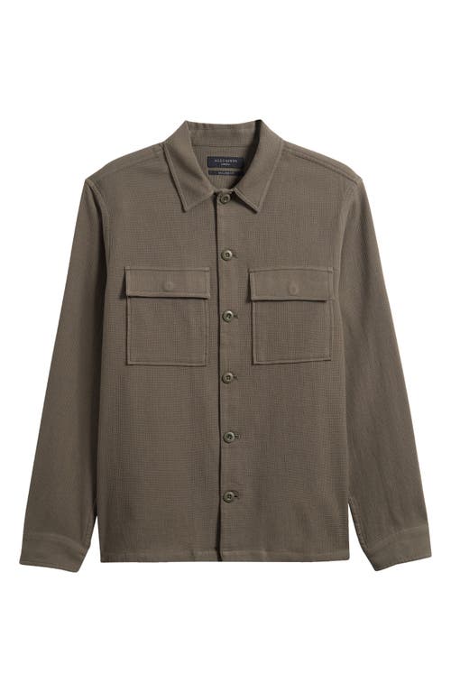 Allsaints Viscar Relaxed Fit Button Front Shirt In Khaki Green