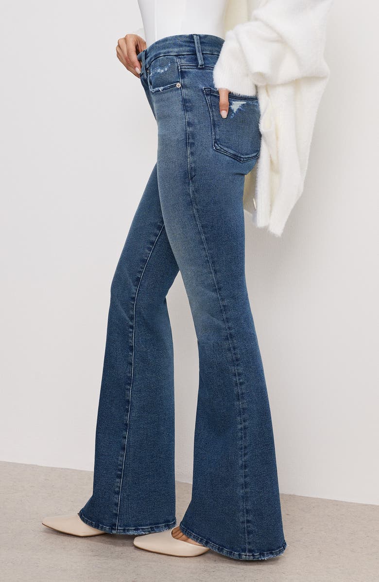 Good American Good Legs High Waist Ripped Flare Leg Jeans, Alternate, color, 