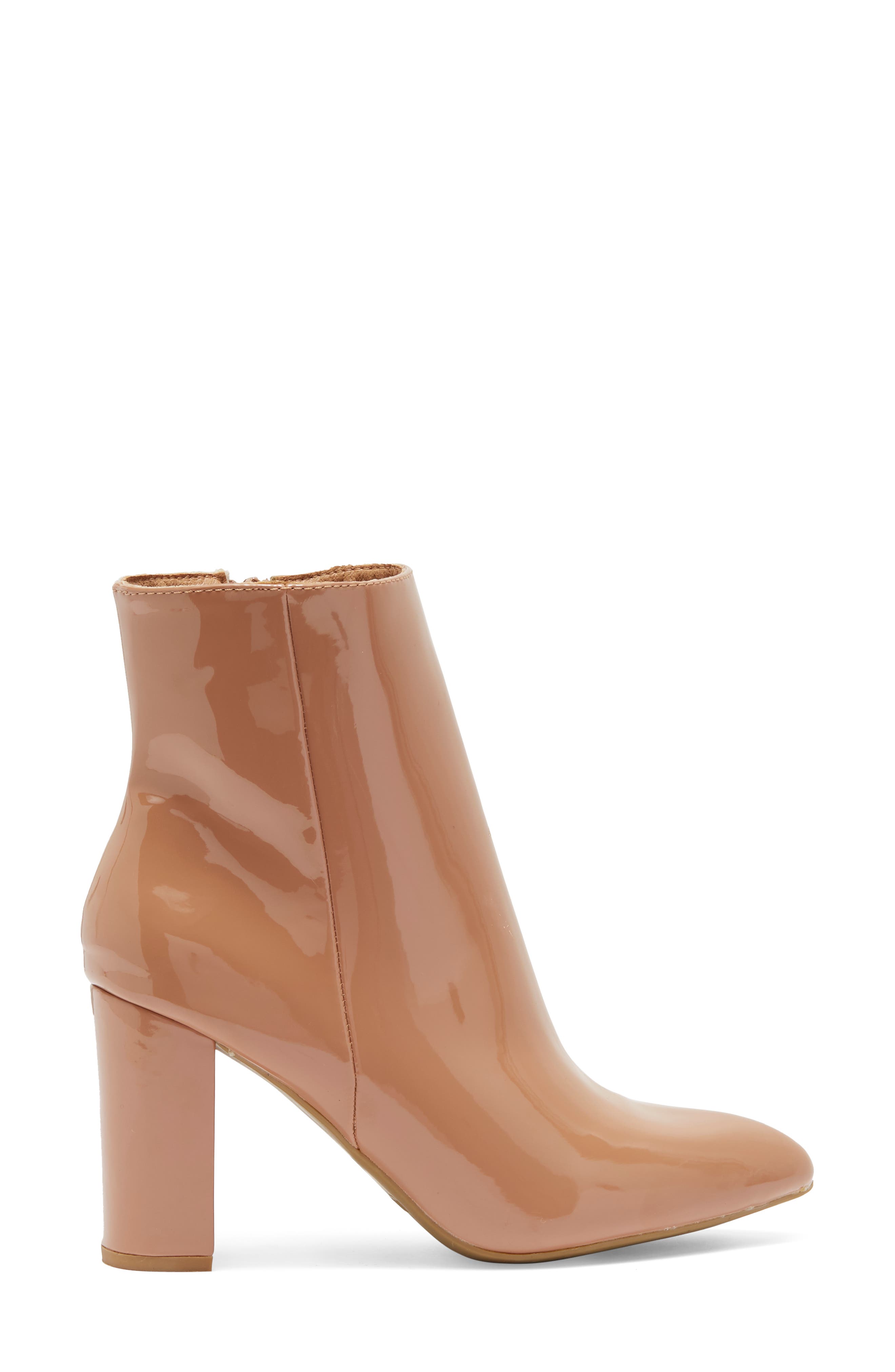 TOP GUY Brazil Patent Block Heel Bootie, Alternate, color, CAMEL PAT