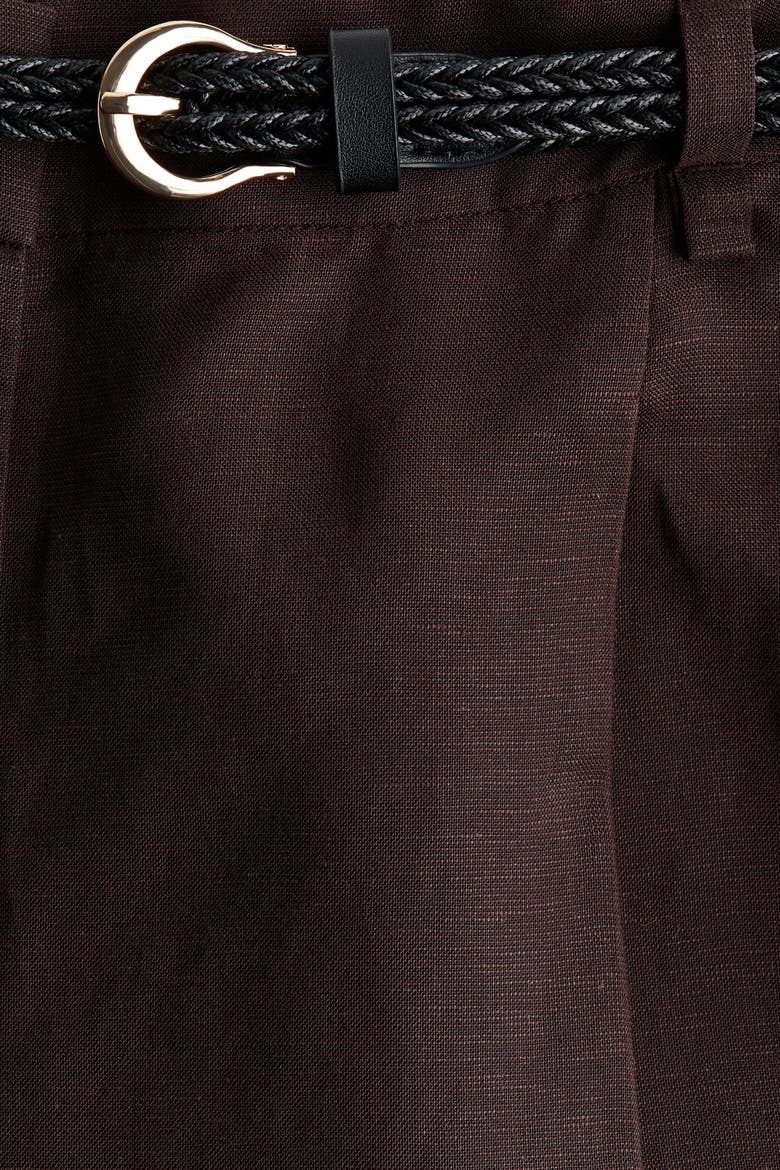 Linen-blend Pants With Belt, Alternate, color, Dark brown