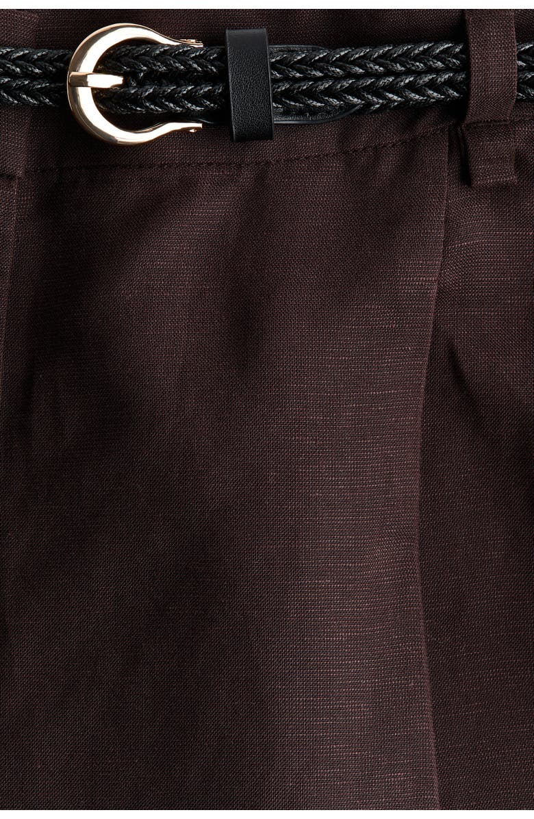 H&M Belted Linen-blend Trousers, Alternate, color, 