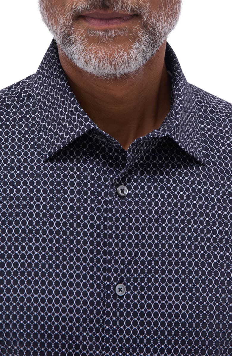 Bugatchi James OoohCotton<sup>®</sup> Geometric Print Button-Up Shirt, Alternate, color, Black