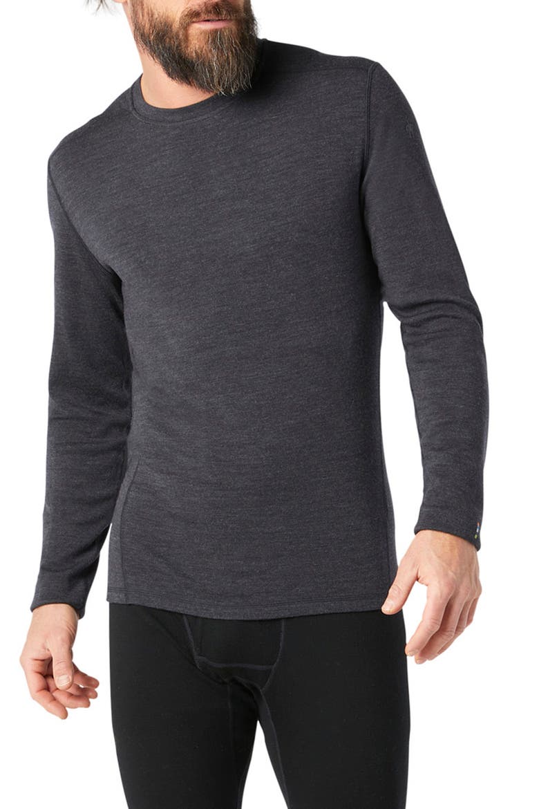 Merino 250 Base Layer Long Sleeve Crewneck Shirt, Main, color, CHARCOAL HEATHER