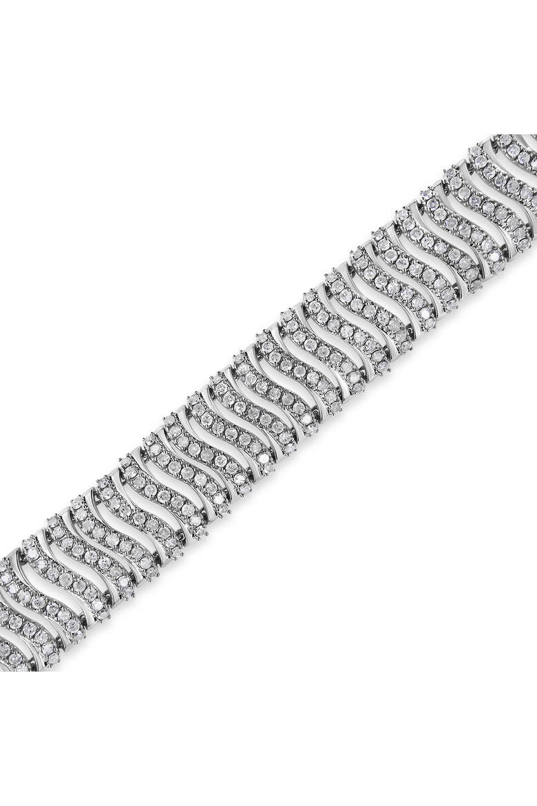 Silver 5.00 Cttw Round-Cut Diamond "S" Link Bracelet, Alternate, color, White