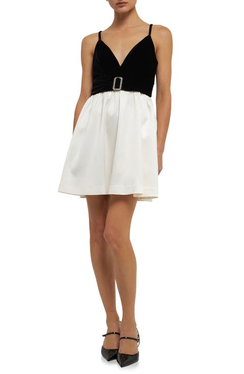 Jewel Detail Contrast Minidress