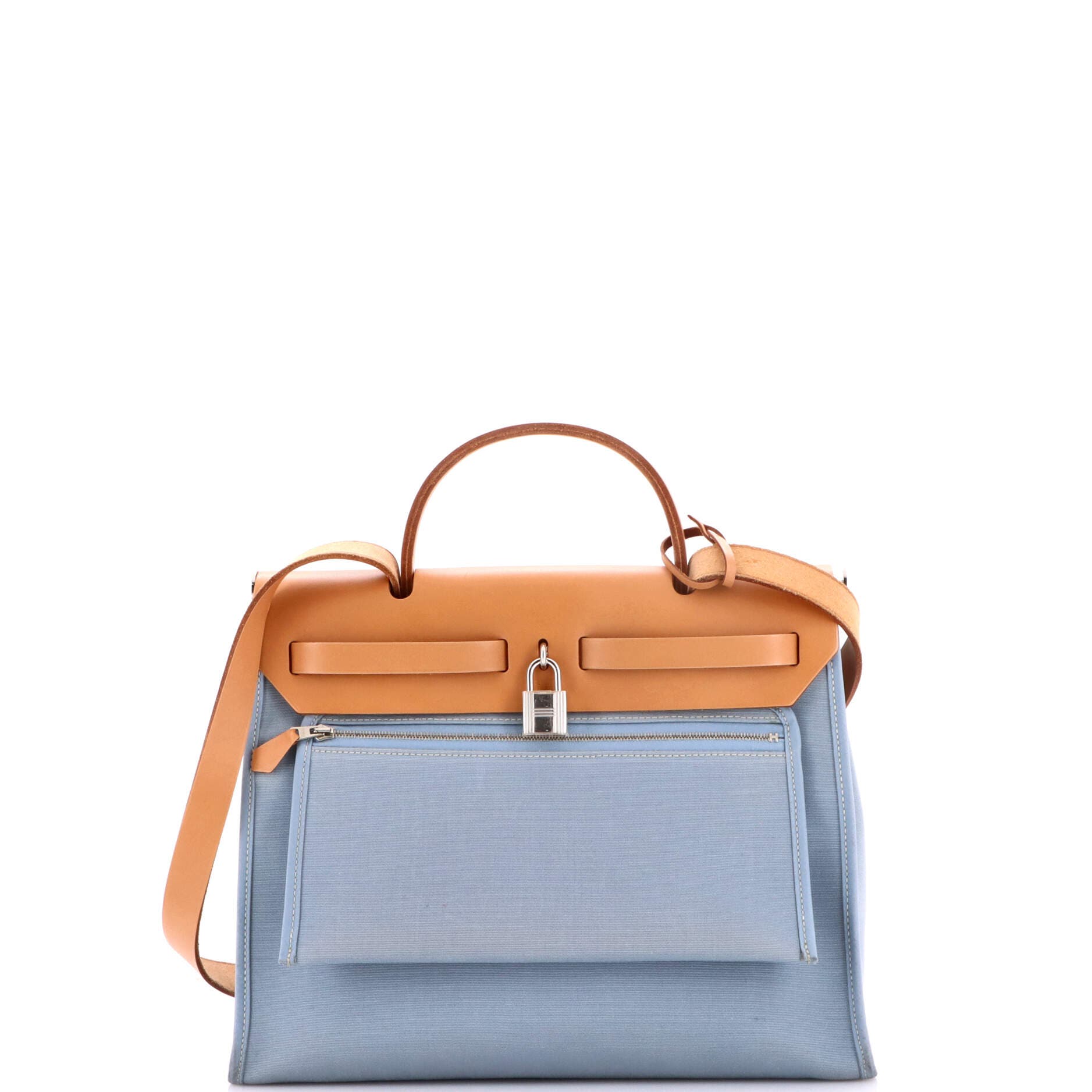 Pre-Owned Hermes Herbag Zip Leather and Toile 31, Alternate, color, 