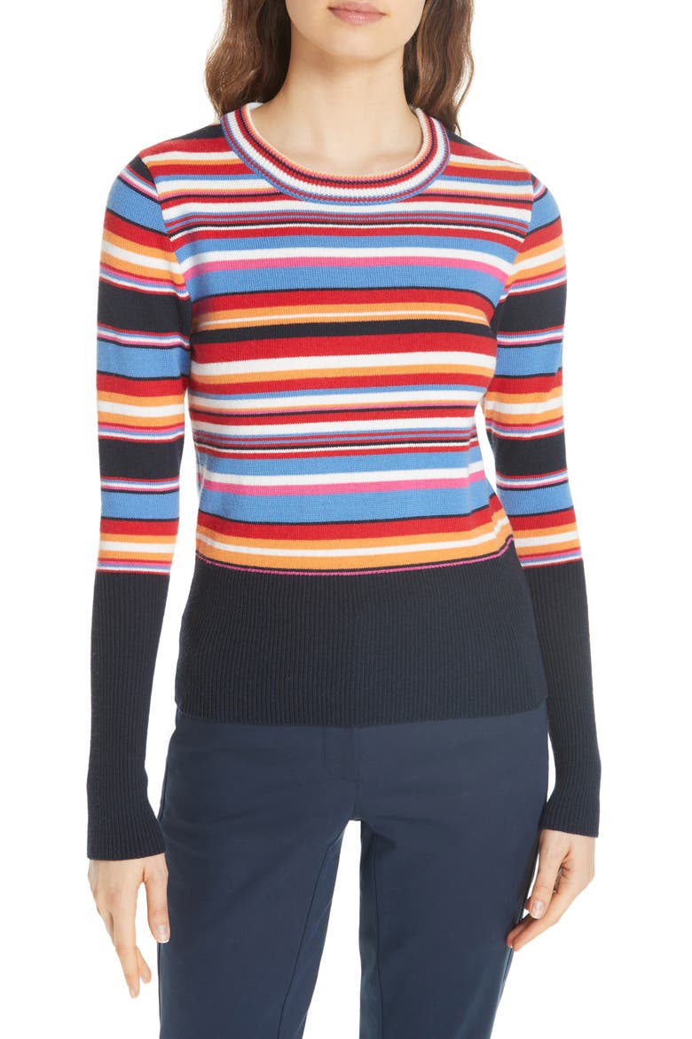 Kit Stripe Scoop Neck Sweater, Main, color, TORY NAY