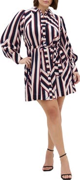 City Chic Timeless Stripe Long Sleeve Minidress