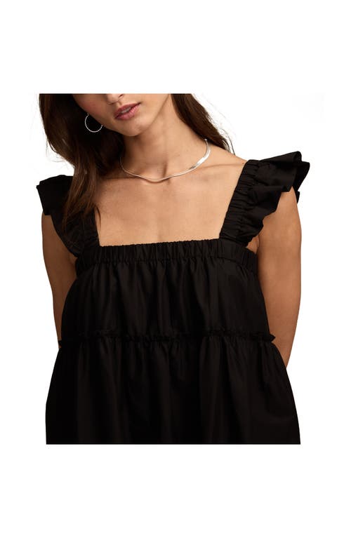 Lucky Brand Ruched Flutter Minidress In Black