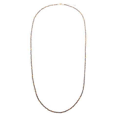Tigers Eye Beaded Chain Necklace 36"