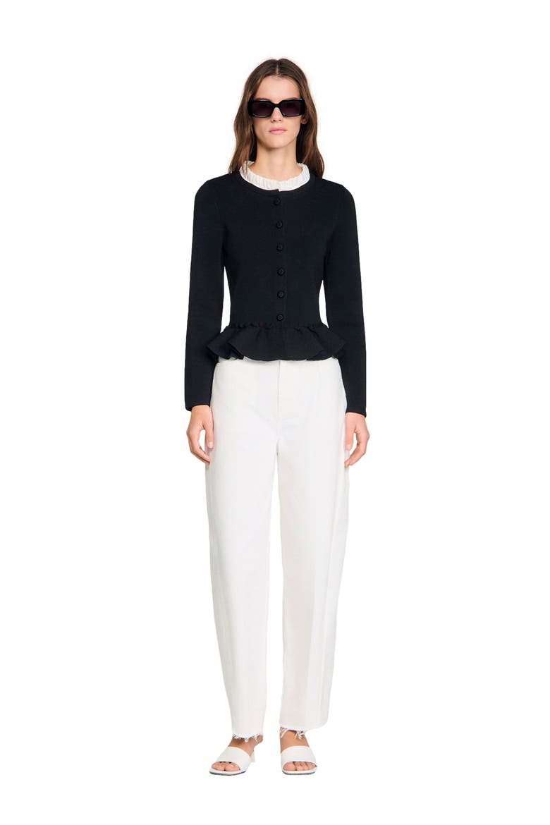Victorian collar cardigan, Alternate, color, Black