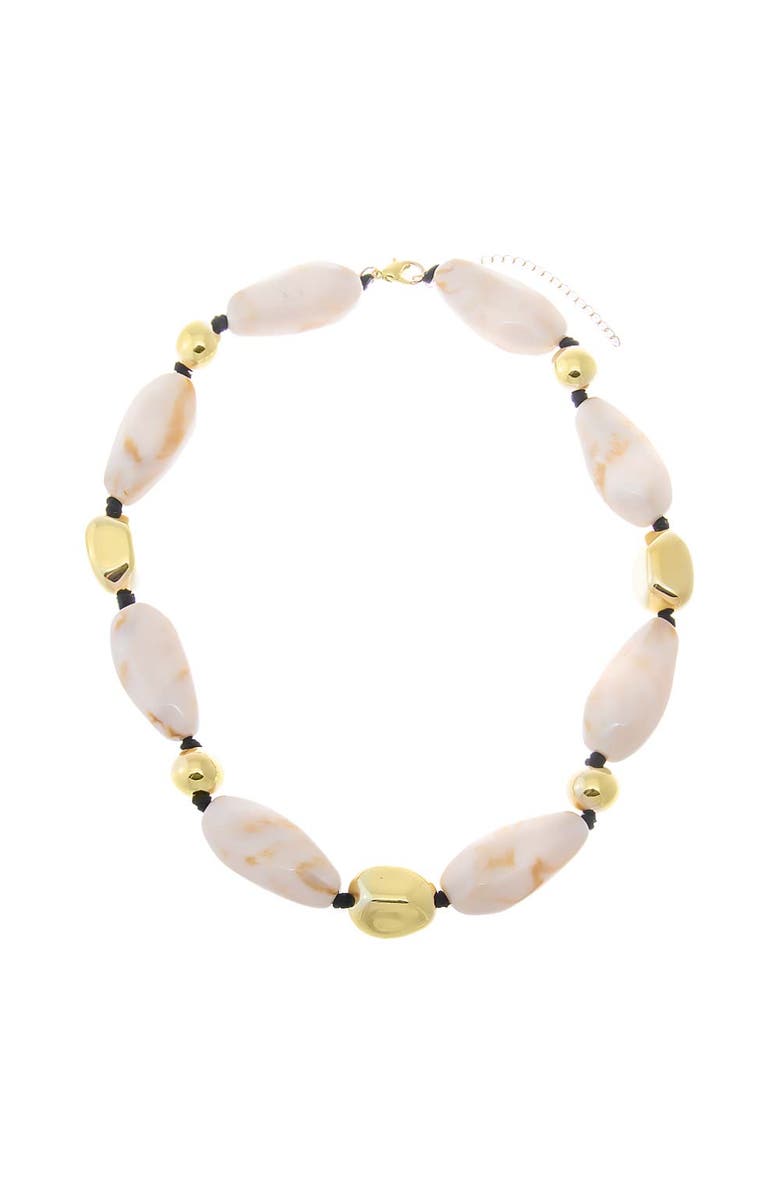 BY ADINA EDEN White Bead and Gold Accent Necklace, Alternate, color, White