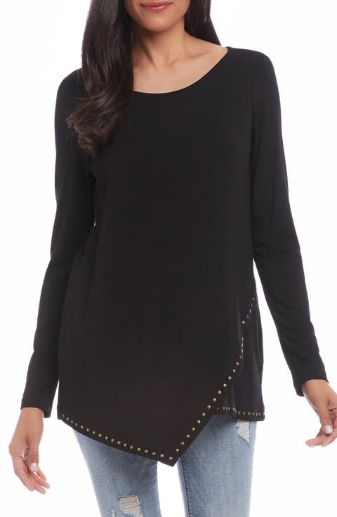 Studded Asymmetrical Hem Top