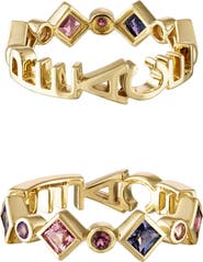 EDEN PRESLEY Tattoo Candy 14k Gold Sapphire Peace Band Ring