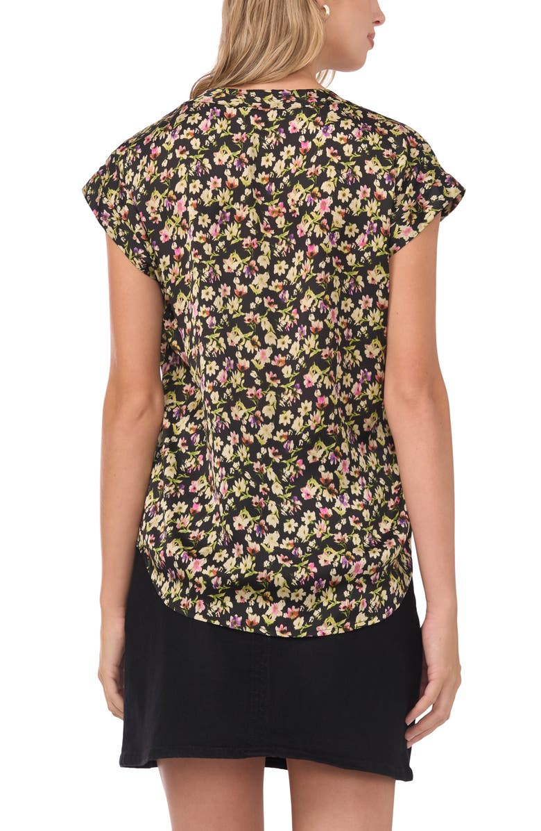 Vince Camuto Floral Print Top, Alternate, color, Rich Black