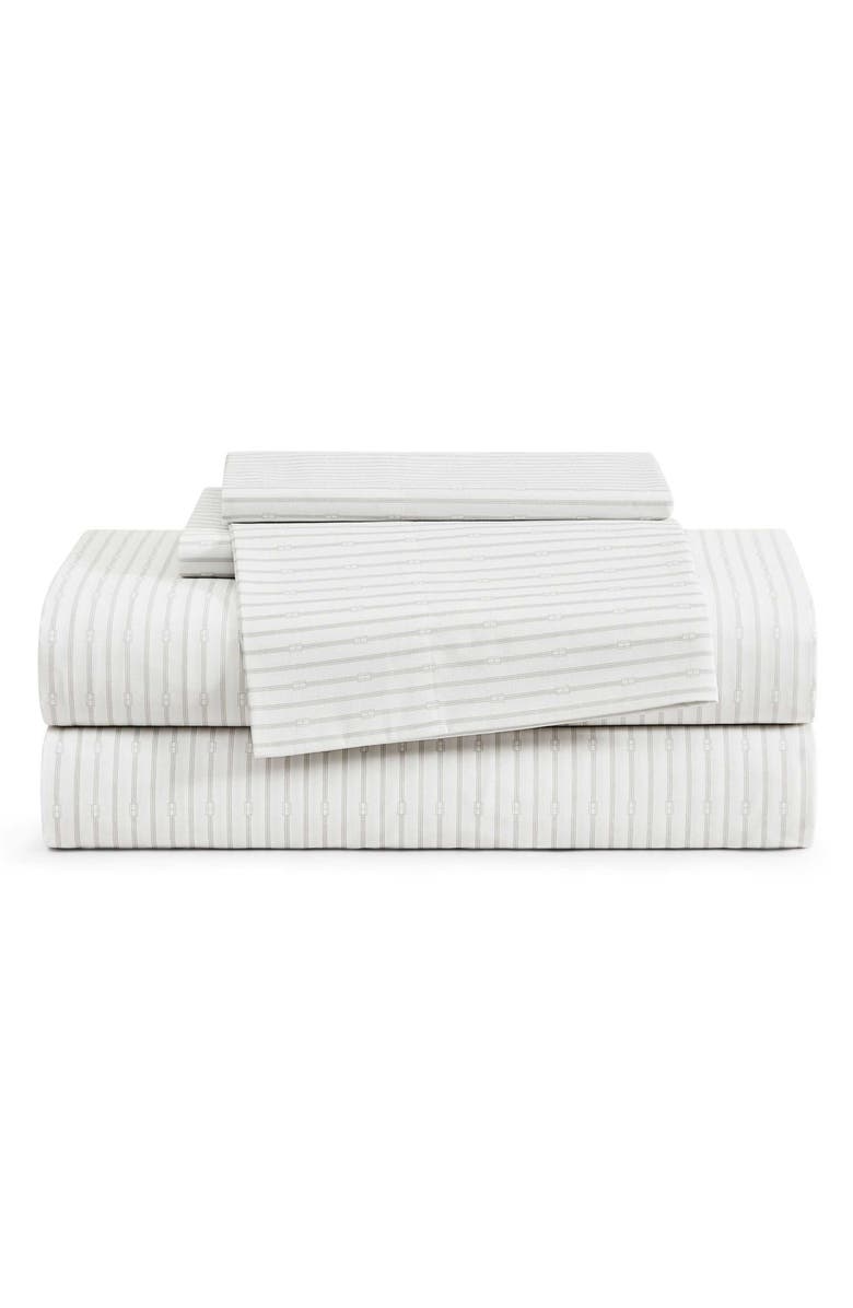 Tommy Hilfiger Monogram Stripe Cotton Percale Sheet Set, Main, color, Rocky Grey