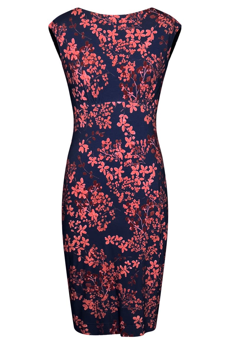 Sculpted Boatneck Floral Shift Dress, Alternate, color, Bronzed Blooms