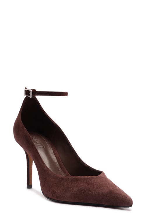 Schutz Mia Ankle Strap Pointed Toe Pump In Brown