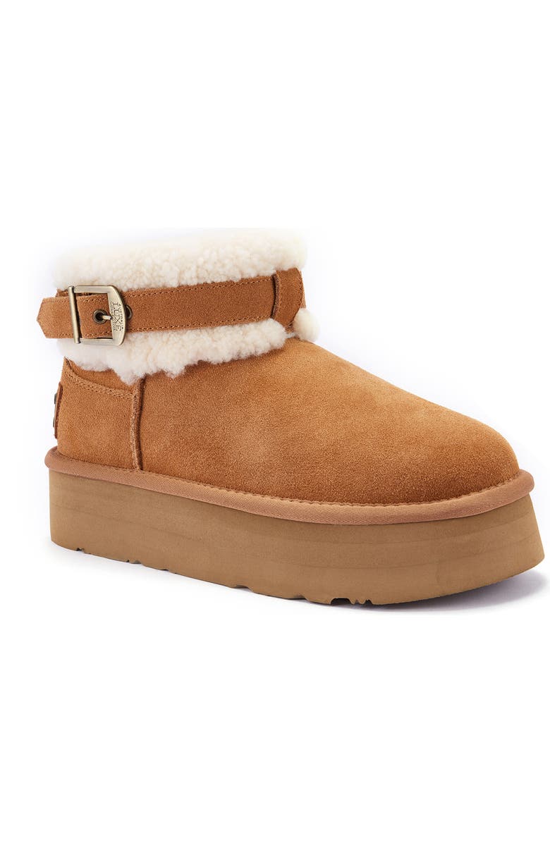 Australia Luxe Collective Eden Genuine Shearling Platform Bootie, Main, color, Chestnut