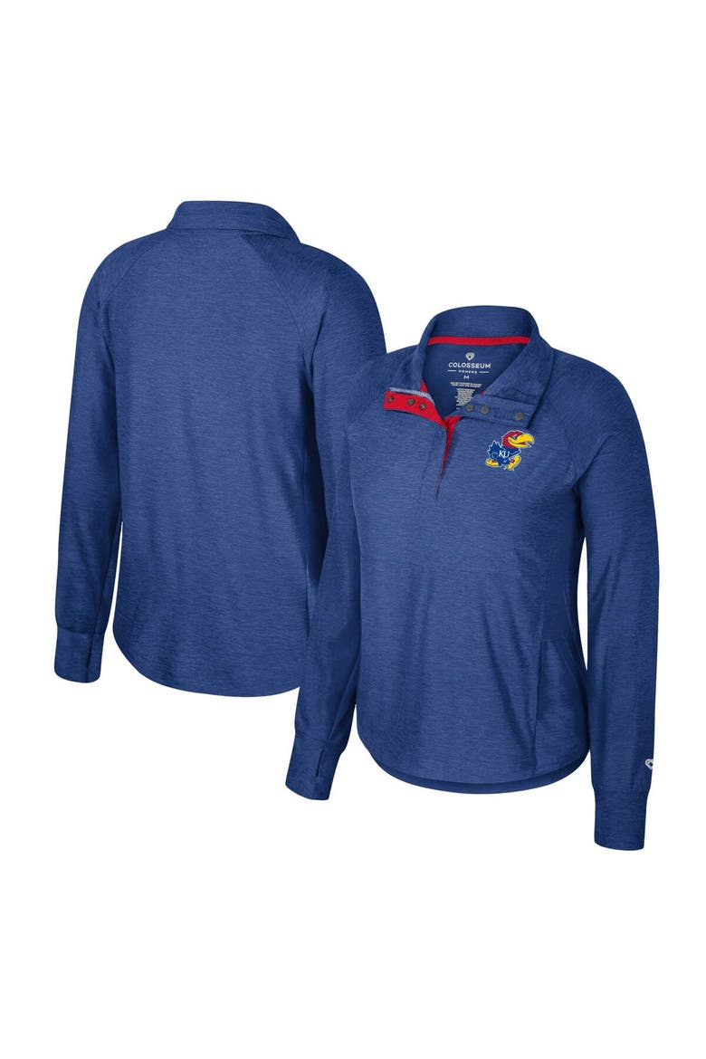 Women's Colosseum Royal Kansas Jayhawks Cressida Raglan Half-Snap Top, Main, color, Royal