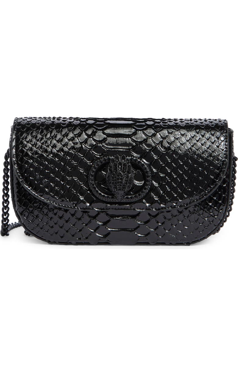 Kurt Geiger London Small Chelsea Croc Embossed Leather Crossbody Bag, Main, color, Black