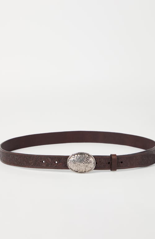 Brunello Cucinelli Embossed Woven-buckle Belt In Black