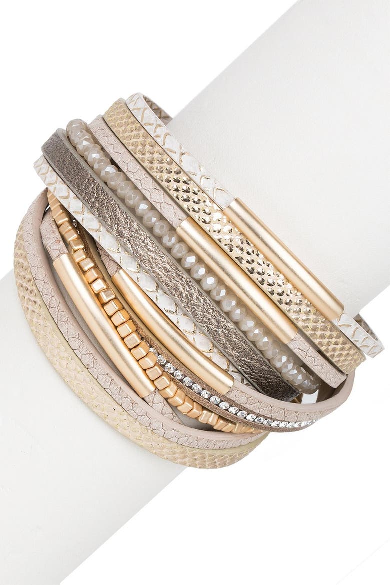 Multi Strand Wrap Bracelet, Alternate, color, TAUPE