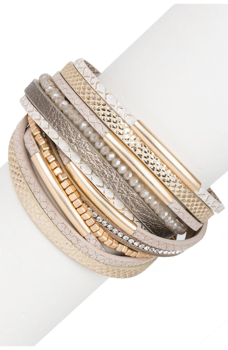 SAACHI Multi Strand Wrap Bracelet, Alternate, color, Taupe