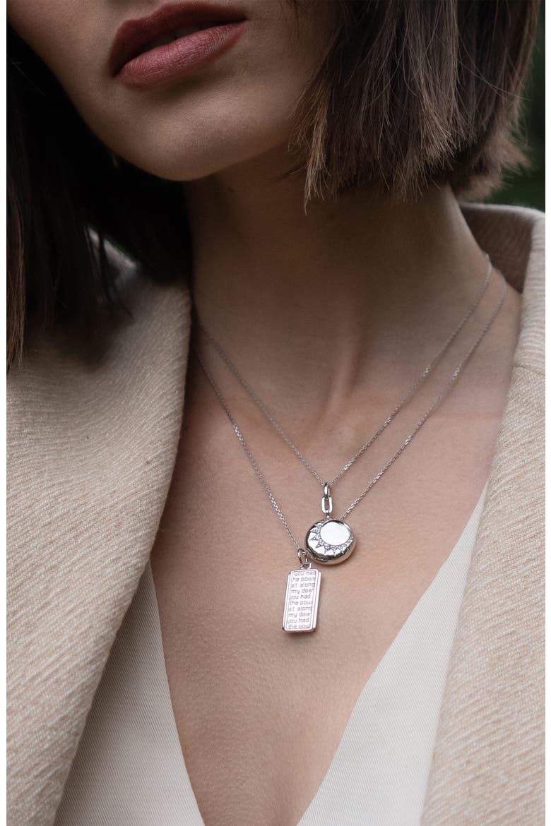 Sun Locket Necklace, Alternate, color, SILVER