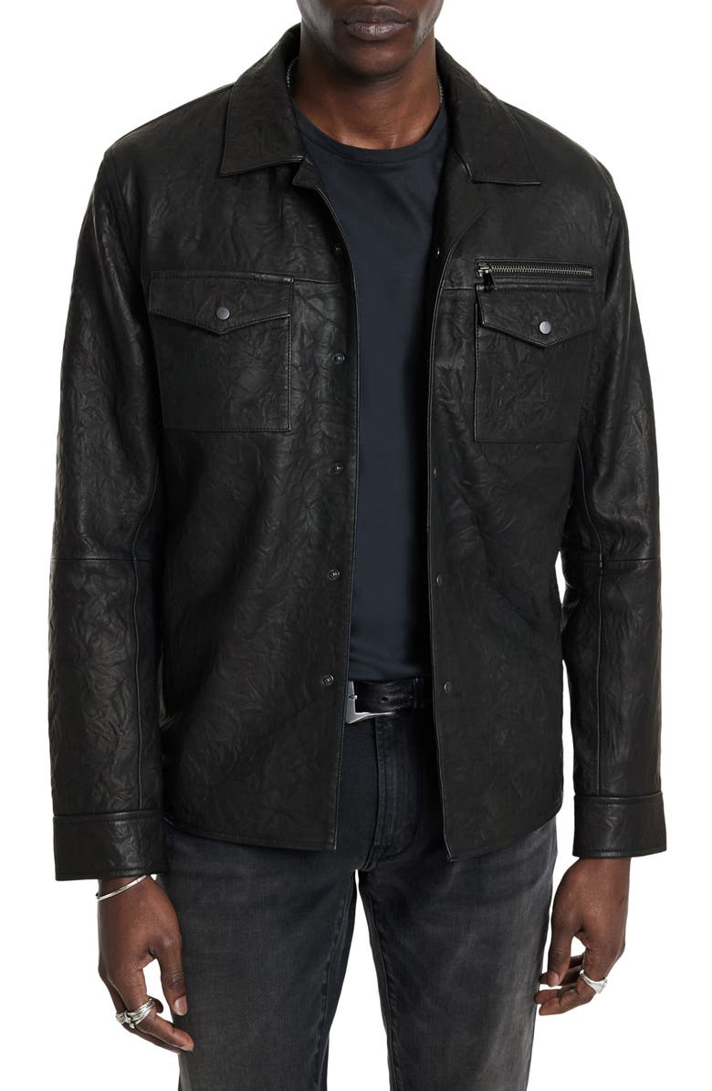 John Varvatos Crinkled Leather Jacket, Main, color, 