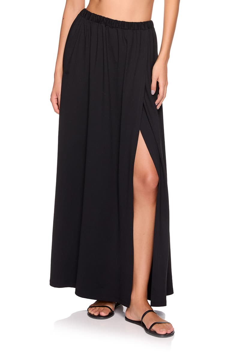 Side Slit Maxi Skirt, Main, color, BLACK