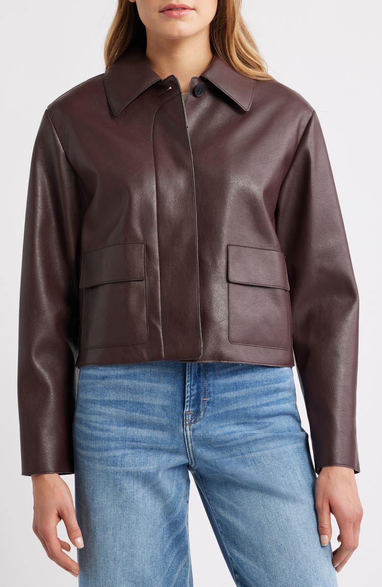 MANGO Sabina Faux Leather Jacket, Alternate, color, Maroon