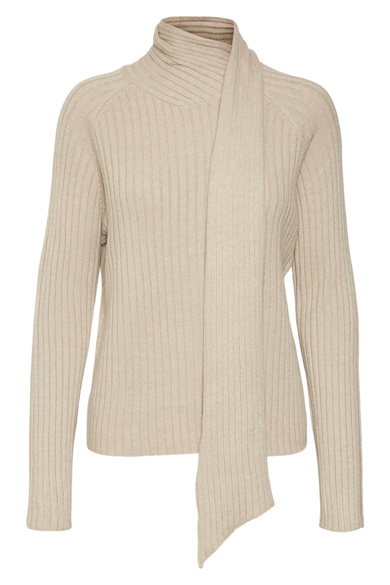 Zoey Rib Scarf Sweater, Alternate, color, SILVER MINKDETAILW MELANGE