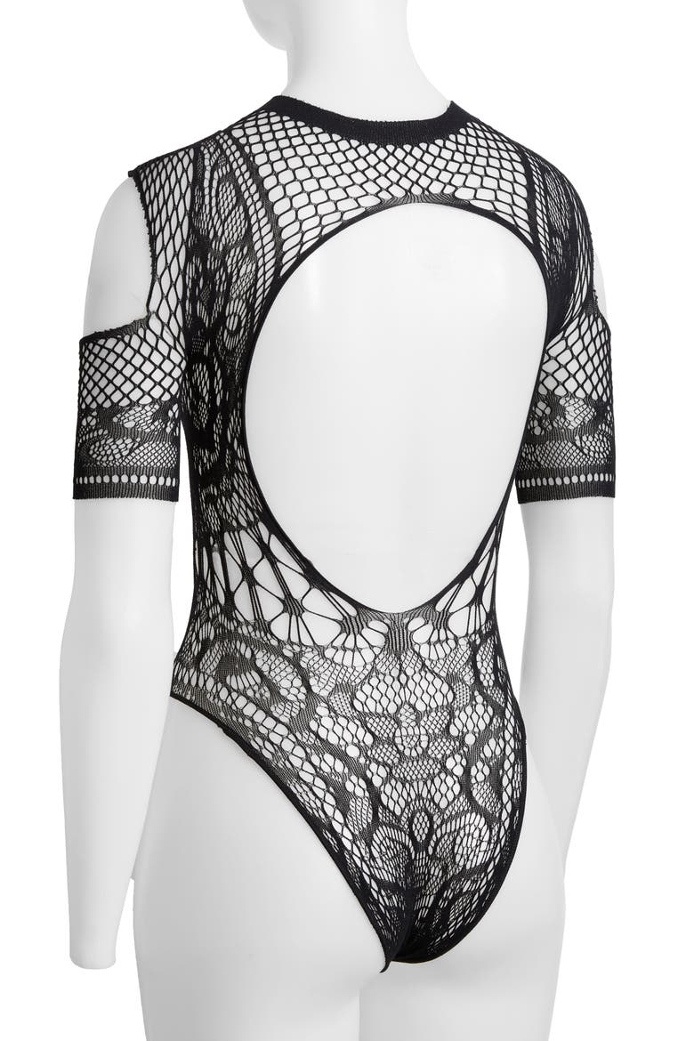 Genie Fishnet Teddy, Alternate, color, BLACK
