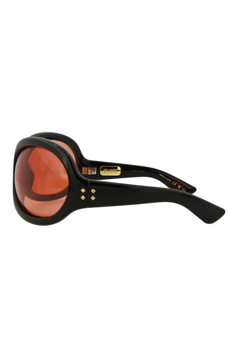 Novelty 77mm Oversize Shield Sunglasses, Alternate, color, BLACK BLACK RED