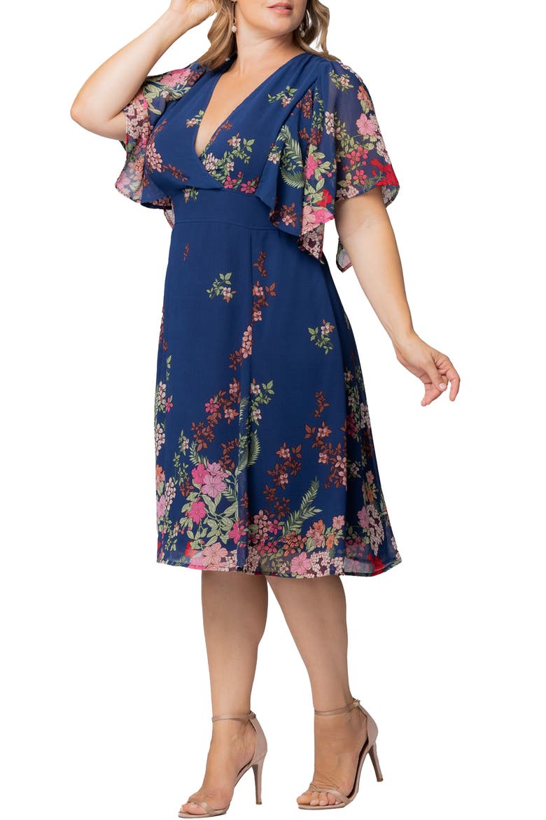Floral Print A-Line Dress, Alternate, color, TWILIGHT GARDEN BORDER
