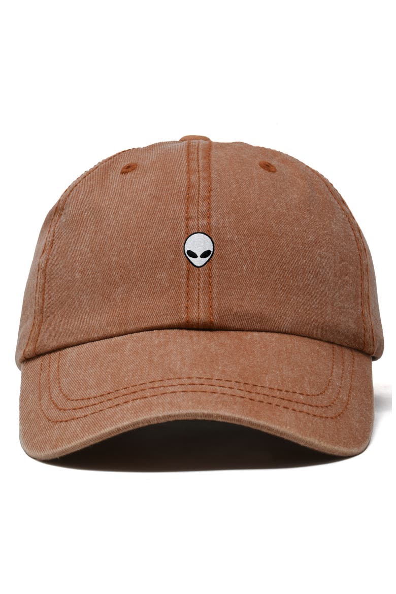 Mens Lil Alien Cotton Dad Cap, Main, color, Washed Orange