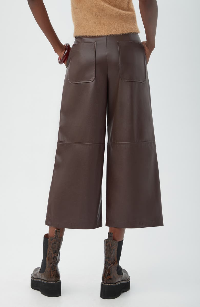 Trina Turk Tanashi Faux Leather Crop Wide Leg Pants, Alternate, color, Mudcloth