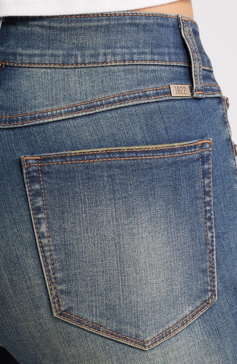 1822 Denim Cuffed Raw Hem Straight Leg Jeans, Alternate, color,