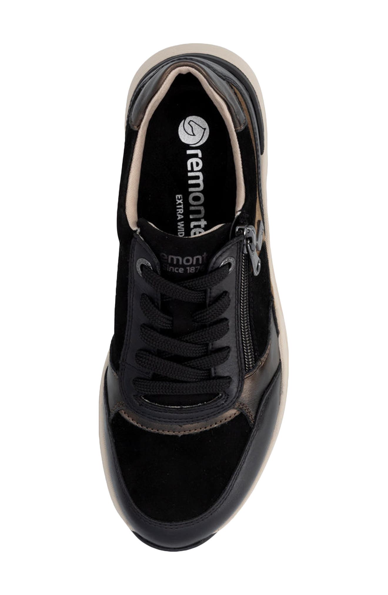 Bea Leather Sneaker, Alternate, color, SCHWARZ/SCHWARZ/ANTI