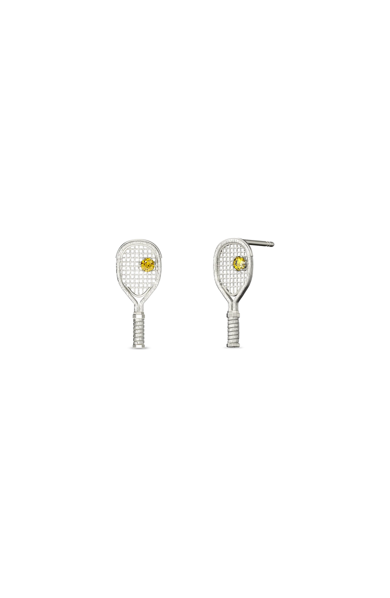 PASCAL The Tennis Racket Stud Earring, Yellow Diamond, Main, color, Silver / Yellow Diamond