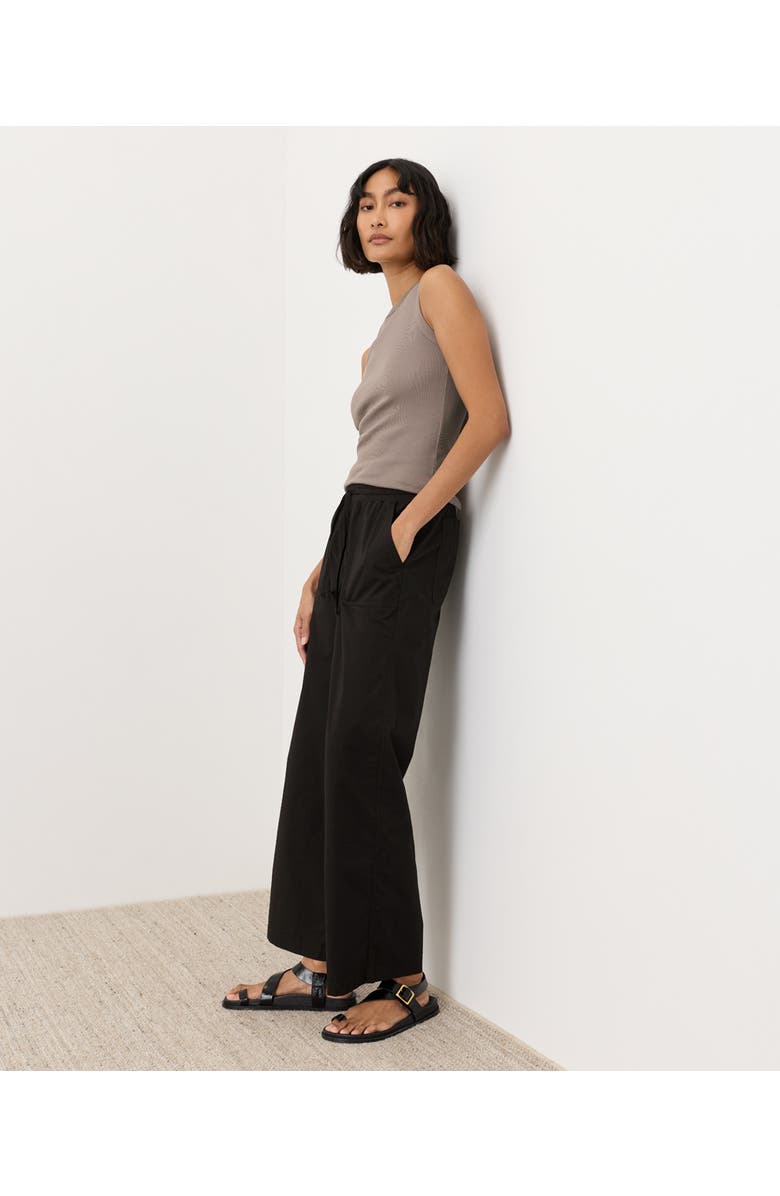 Pact Organic Cotton Stretch Poplin Wide Leg Pant, Alternate, color, Black