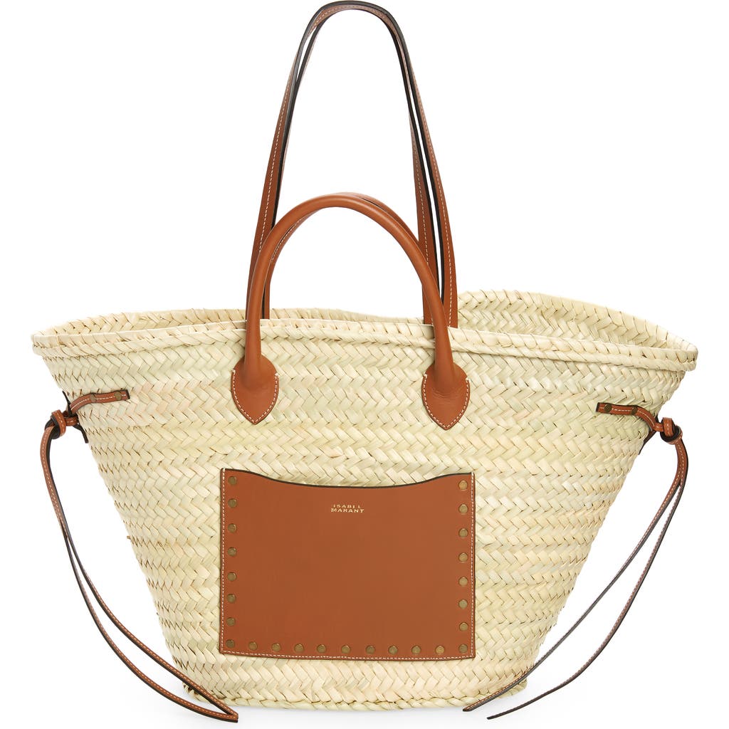 Isabel Marant Cadix Woven Straw Tote In Natural/cognac